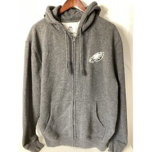 Philadelphia Eagles Full Zip Mens‎ Hoodie Sweatshirt Gray Size Large